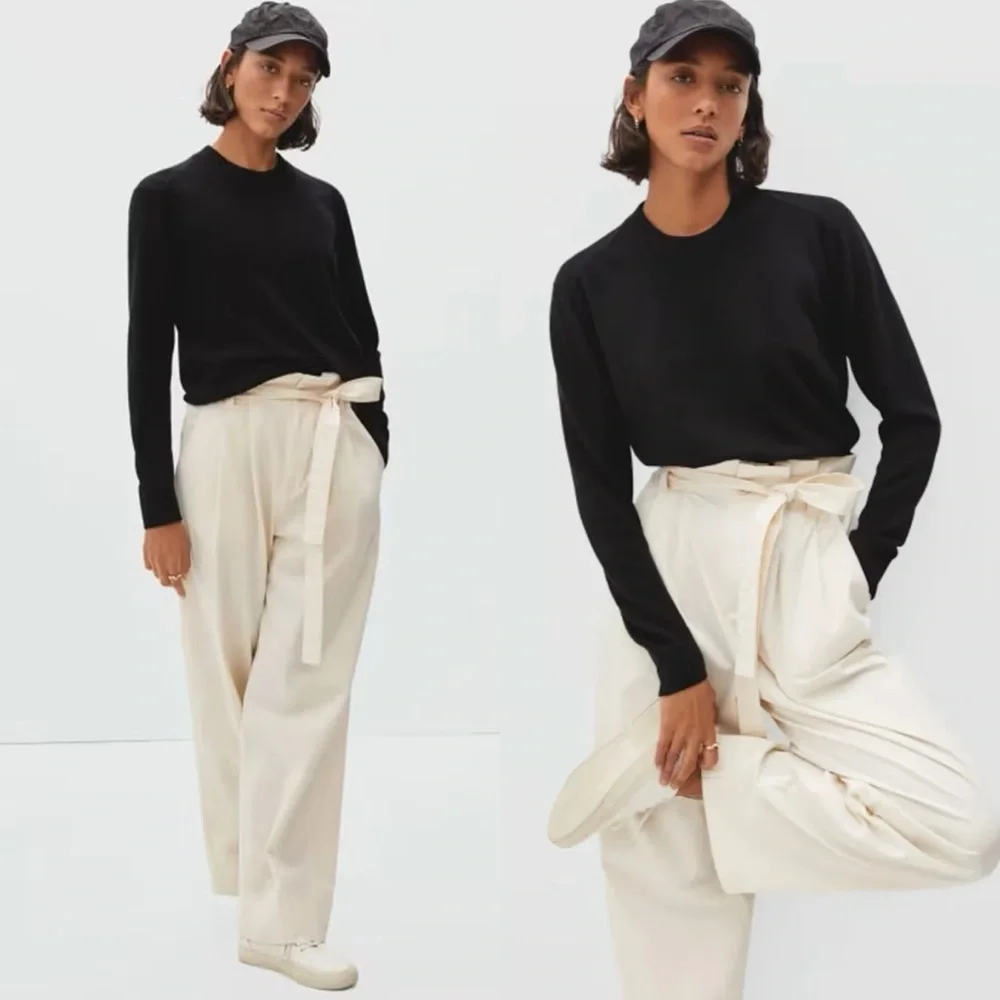 EVERLANE The Cashmere Crewneck Long Sleeve Sweater Pullover Top